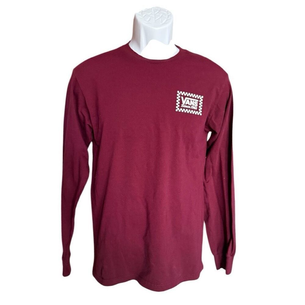 Mens Vans Throwback Checkered Long Sleeve Cotton Graphic Tee Shirt - Sz S